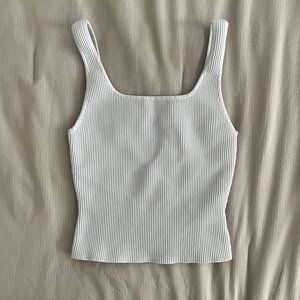 Aritzia Babaton Sculpt Knit Squareneck Tank | White | Size L